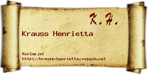 Krauss Henrietta névjegykártya
